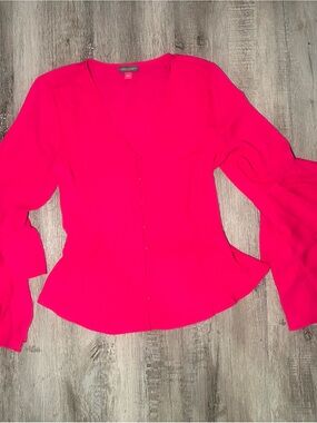 Vince Camuto Hot Pink Peplum Button-Front Blouse